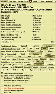 Settings - Save data to storage device
